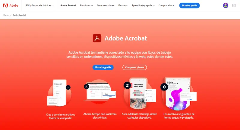 Página web principal de Adobe Acrobat Página web principal de Adobe Acrobat